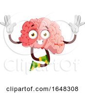 Brain Character Mascot Jumping