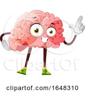 Brain Character Mascot Holding Up A Finger