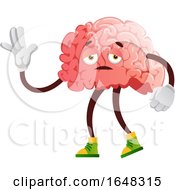 Tired Brain Character Mascot Waving