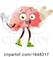 Poster, Art Print Of Brain Character Mascot Holding Plans