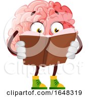 Poster, Art Print Of Brain Character Mascot Reading A Book