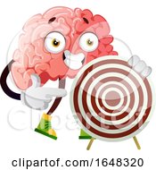 Poster, Art Print Of Brain Character Mascot Holding A Target