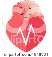 Poster, Art Print Of Brain Character Mascot With A Heart Beat