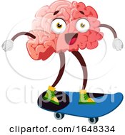 Brain Character Mascot Skateboarding by Morphart Creations