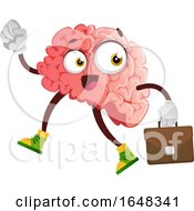 Poster, Art Print Of Business Brain Character Mascot Carrying A Briefcase