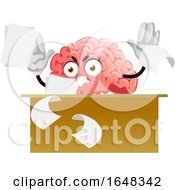 Poster, Art Print Of Furious Brain Character Mascot Throwing Paperwork
