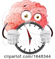Poster, Art Print Of Brain Character Mascot Holding A Clock
