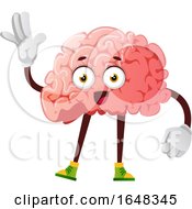 Brain Character Mascot Waving