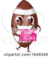 Poster, Art Print Of Cartoon American Football Mascot Character Holding A Sale Sign