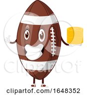 Poster, Art Print Of Cartoon American Football Mascot Character Holding Gold Coins