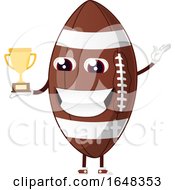 Poster, Art Print Of Cartoon American Football Mascot Character Holding A Trophy