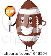 Poster, Art Print Of Cartoon American Football Mascot Character Holding A Stop Sign