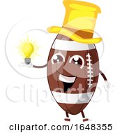 Poster, Art Print Of Cartoon American Football Mascot Character Holding An Idea Bulb