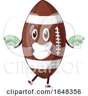 Poster, Art Print Of Cartoon American Football Mascot Character Holding Cash Money
