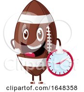 Poster, Art Print Of Cartoon American Football Mascot Character Holding A Clock
