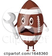 Cartoon American Football Mascot Character Holding A Wrench