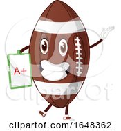 Poster, Art Print Of Cartoon American Football Mascot Character Holding A Good Grade