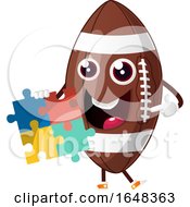 Poster, Art Print Of Cartoon American Football Mascot Character Holding A Jigsaw Puzzle