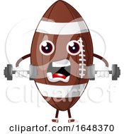 Poster, Art Print Of Cartoon American Football Mascot Character Working Out With Dumbbells