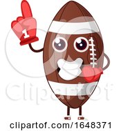 Cartoon American Football Mascot Character Wearing A Foam Finger