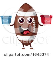 Poster, Art Print Of Cartoon American Football Mascot Character Holding Sales Boxes