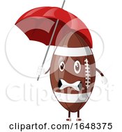 Poster, Art Print Of Cartoon American Football Mascot Character Holding An Umbrella