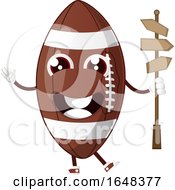 Cartoon American Football Mascot Character Holding A Street Sign Post by Morphart Creations