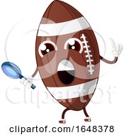 Poster, Art Print Of Cartoon American Football Mascot Character Holding A Magnifying Glass