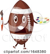 Poster, Art Print Of Cartoon American Football Mascot Character Holding A Paintbrush And Palette