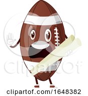 Poster, Art Print Of Cartoon American Football Mascot Character Holding Plans