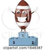 Poster, Art Print Of Cartoon American Football Mascot Character On A Winner Podium