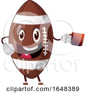 Poster, Art Print Of Cartoon American Football Mascot Character Holding A Coffee Cup