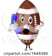 Poster, Art Print Of Cartoon American Football Mascot Character Talking On A Phone