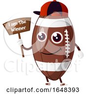 Poster, Art Print Of Cartoon American Football Mascot Character Holding A Winner Sign