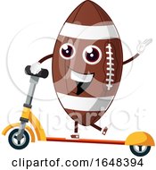 Poster, Art Print Of Cartoon American Football Mascot Character On A Scooter