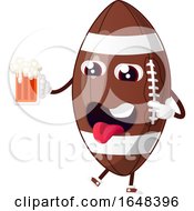 Poster, Art Print Of Cartoon American Football Mascot Character Holding A Beer