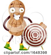 Cartoon Peanut Mascot Character Pointing To A Target