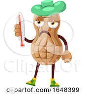 Poster, Art Print Of Cartoon Sick Peanut Mascot Character Holding A Thermometer