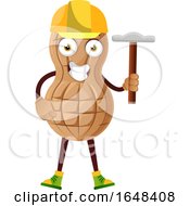 Poster, Art Print Of Cartoon Peanut Mascot Character Holding A Hammer