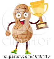 Cartoon Peanut Mascot Character Holding A Trophy