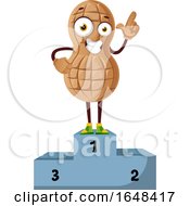 Poster, Art Print Of Cartoon Peanut Mascot Character On A First Place Podium