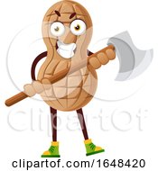 Poster, Art Print Of Cartoon Peanut Mascot Character Holding An Axe
