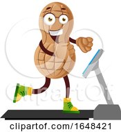 Poster, Art Print Of Cartoon Peanut Mascot Character Exercising On A Treadmill