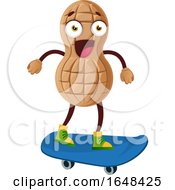 Poster, Art Print Of Cartoon Peanut Mascot Character Skateboarding