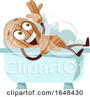 Poster, Art Print Of Cartoon Peanut Mascot Character Taking A Bath
