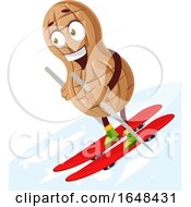 Poster, Art Print Of Cartoon Peanut Mascot Character Skiing