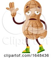 Poster, Art Print Of Cartoon Sad Peanut Mascot Character Waving