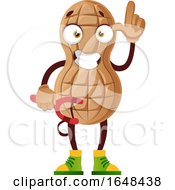 Cartoon Peanut Mascot Character Holding A Slingshot