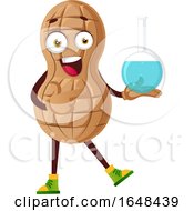 Poster, Art Print Of Cartoon Peanut Mascot Character Holding A Laboratory Container