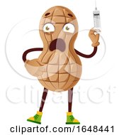 Poster, Art Print Of Cartoon Peanut Mascot Character Holding A Syringe